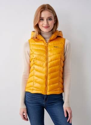 Geacă matlasată buzunare cu glugă galben PEPE JEANS femeie