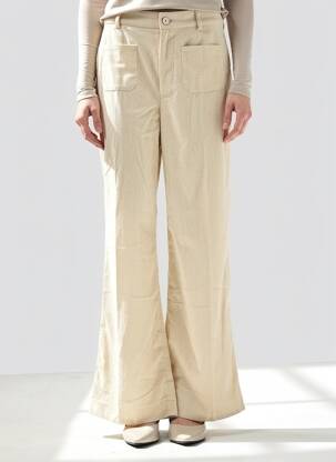 Pantalon evazat elasticitate mărime normală bej COMPAÑIA FANTASTICA femeie