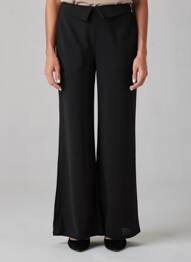 Pantalon evazat talie elastică mărime normală negru COMPAÑIA FANTASTICA femeie