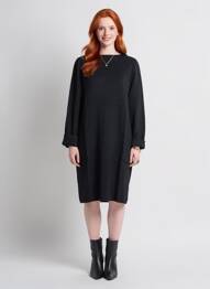 Rochie pulover croială dreaptă mâneci lungi negru MARINELLO femeie