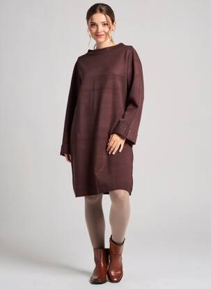 Rochie pulover croială dreaptă mâneci lungi maro MARINELLO femeie