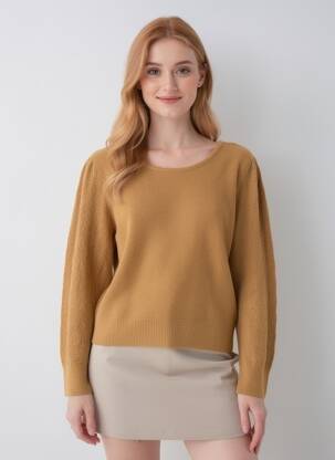 Pulover elasticitate mâneci lungi maro LEE COOPER femeie