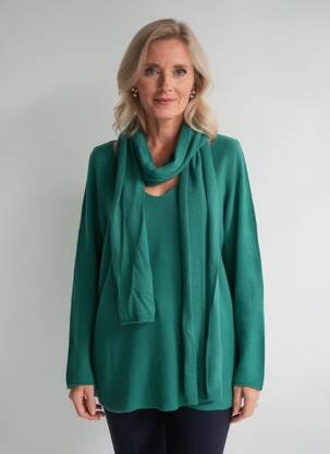 Pulover tunică elasticitate mâneci lungi verde ATLANTA femeie