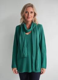Pulover tunică elasticitate mâneci lungi verde ATLANTA femeie