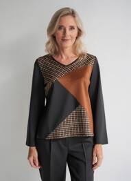 Top elasticitate mâneci lungi negru IMPULSION femeie