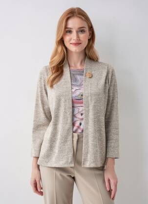 Top elasticitate mâneci 3/4 bej OMC femeie