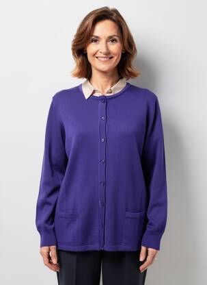 Vestă cu mâneci lungi guler rotund violet ELLEMME femeie