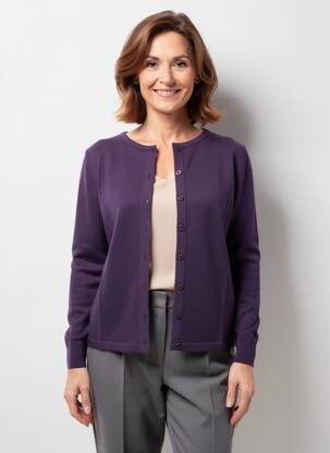Vestă cu mâneci lungi guler rotund violet ELLEMME femeie