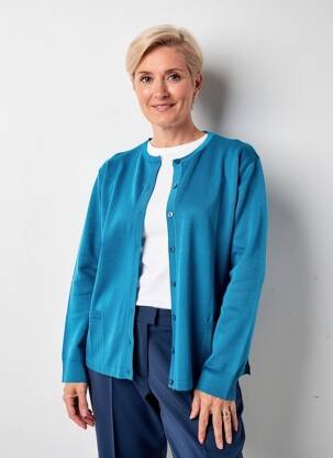 Vestă cu mâneci lungi guler rotund albastru ELLEMME femeie