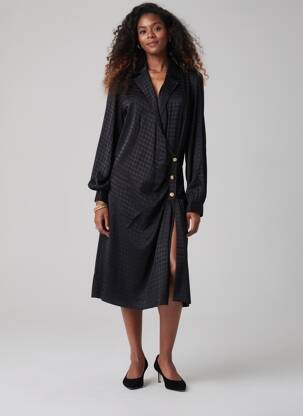 Rochie midi imprimeu fantezie mâneci lungi negru SALSA femeie
