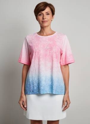 Tricou serigrafie cu strasuri mâneci scurte roz RABE femeie