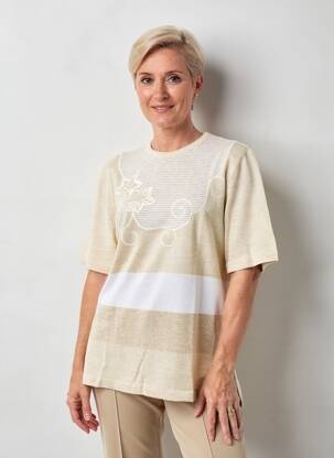 Tricou croială dreaptă mâneci scurte bej PAUPORTÉ femeie