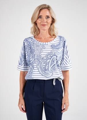 Tricou croială dreaptă mâneci scurte albastru OLSEN femeie