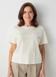 Tricou croială dreaptă mâneci scurte bej PAUPORTÉ femeie
