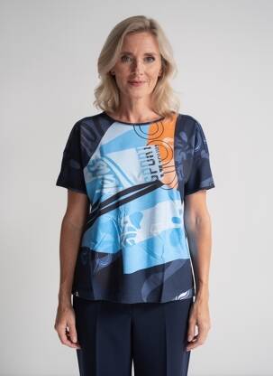 Tricou imprimeu fantezie mâneci scurte albastru RABE femeie