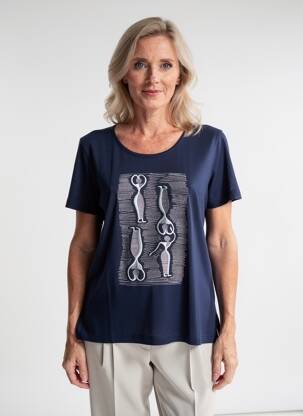 Tricou croială dreaptă mâneci scurte albastru FINETTE femeie