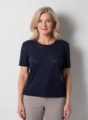 Tricou croială cambrată mâneci scurte albastru RODAM femeie