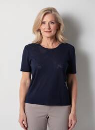 Tricou croială cambrată mâneci scurte albastru RODAM femeie