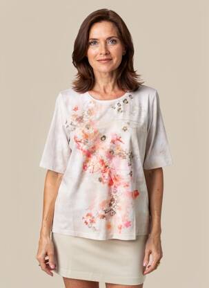 Tricou croială cambrată mâneci scurte bej RABE femeie