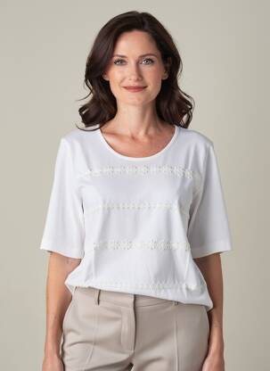 Tricou croială dreaptă mâneci scurte alb RABE femeie