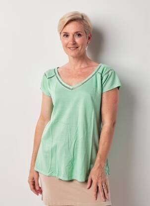 Tricou croială dreaptă mâneci scurte verde CONCEPT K femeie