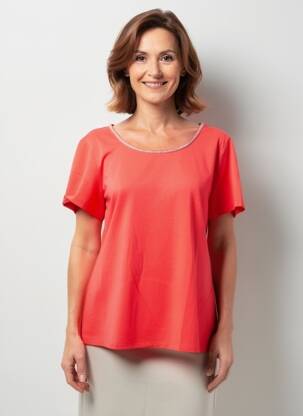Tricou croială dreaptă mâneci scurte portocalie CONCEPT K femeie