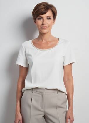 Tricou croială dreaptă mâneci scurte alb CONCEPT K femeie