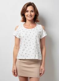 Tricou imprimeu fantezie mâneci scurte alb PAUPORTÉ femeie