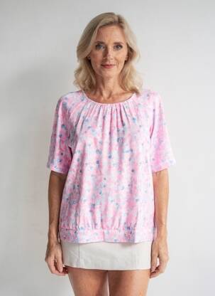 Tricou imprimeu fantezie mâneci scurte roz RABE femeie