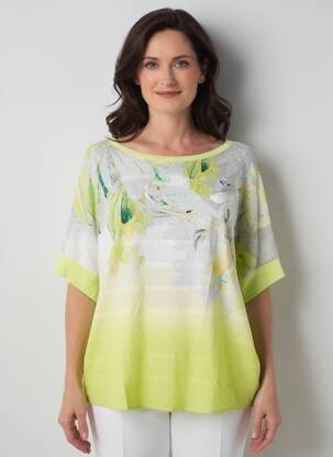 Tricou imprimeu fantezie mâneci scurte verde OLSEN femeie