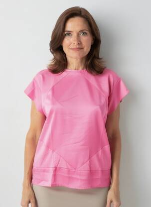 Tricou croială dreaptă mâneci scurte roz OLSEN femeie
