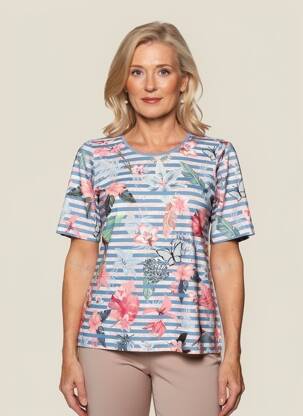Tricou elasticitate mâneci scurte albastru RABE femeie
