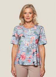 Tricou elasticitate mâneci scurte albastru RABE femeie