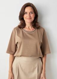 Tricou croială dreaptă mâneci scurte maro RABE femeie