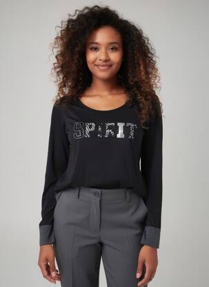 Tricou mâneci lungi mâneci lungi negru KALAÏS femeie