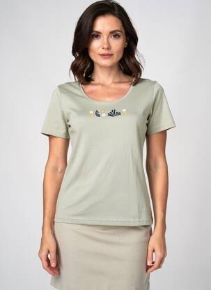 Tricou serigrafie flockată mâneci scurte verde ARMOR LUX femeie