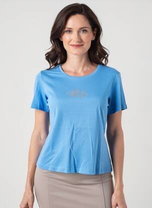 Tricou croială cambrată mâneci scurte albastru GEVANA femeie
