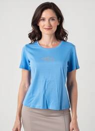 Tricou croială cambrată mâneci scurte albastru GEVANA femeie