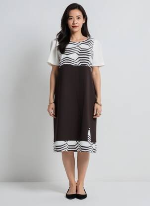 Rochie midi imprimeu fantezie mâneci scurte alb QUATRE VINGT JOURS femeie