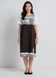 Rochie midi imprimeu fantezie mâneci scurte alb QUATRE VINGT JOURS femeie