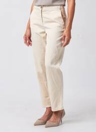 Pantalon chino țesătură poplin mărime normală bej TONI femeie