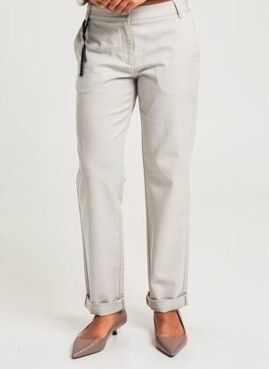 Pantalon chino țesătură poplin mărime normală bej OLSEN femeie