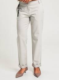Pantalon chino țesătură poplin mărime normală bej OLSEN femeie