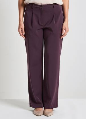 Pantalon drept talie cu cleme talie înaltă violet LEWINGER femeie