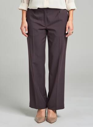 Pantalon drept talie cu cleme talie înaltă violet QUATTRO femeie