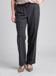 Pantalon drept talie cu cleme talie înaltă gri QUATTRO femeie
