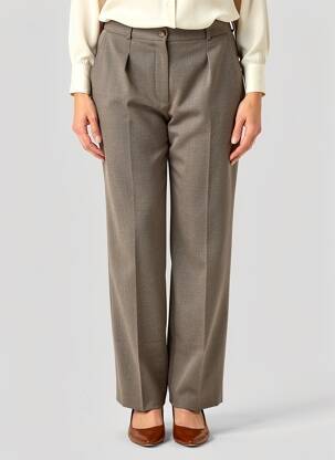 Pantalon drept talie cu cleme talie înaltă maro QUATTRO femeie