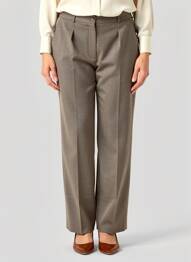 Pantalon drept talie cu cleme talie înaltă maro QUATTRO femeie