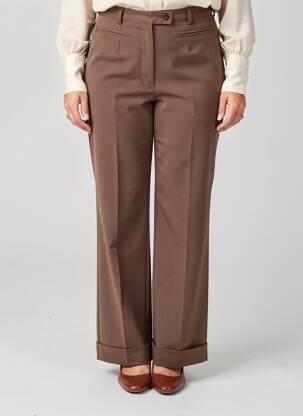 Pantalon evazat talie cu cleme talie înaltă maro QUATTRO femeie