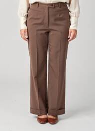 Pantalon evazat talie cu cleme talie înaltă maro QUATTRO femeie